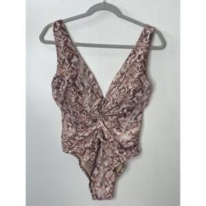 Victoria's Secret Women's Snakeskin Print Deep V Neck One‎ Piece Swimsuit Size L